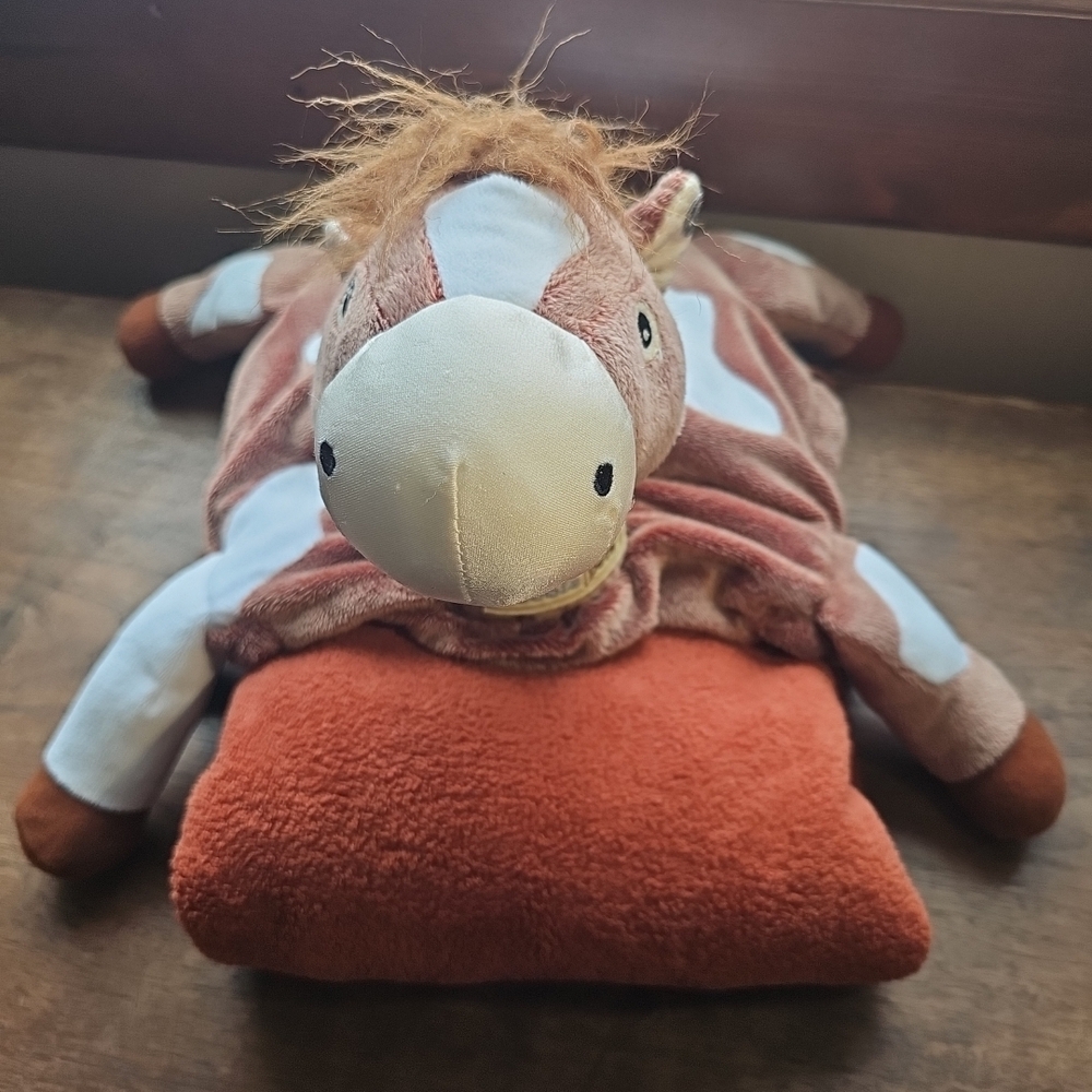Zoobie Horse Fold In Plush Patch The Pinto Limited Edition Clip-clop W/Blanket.